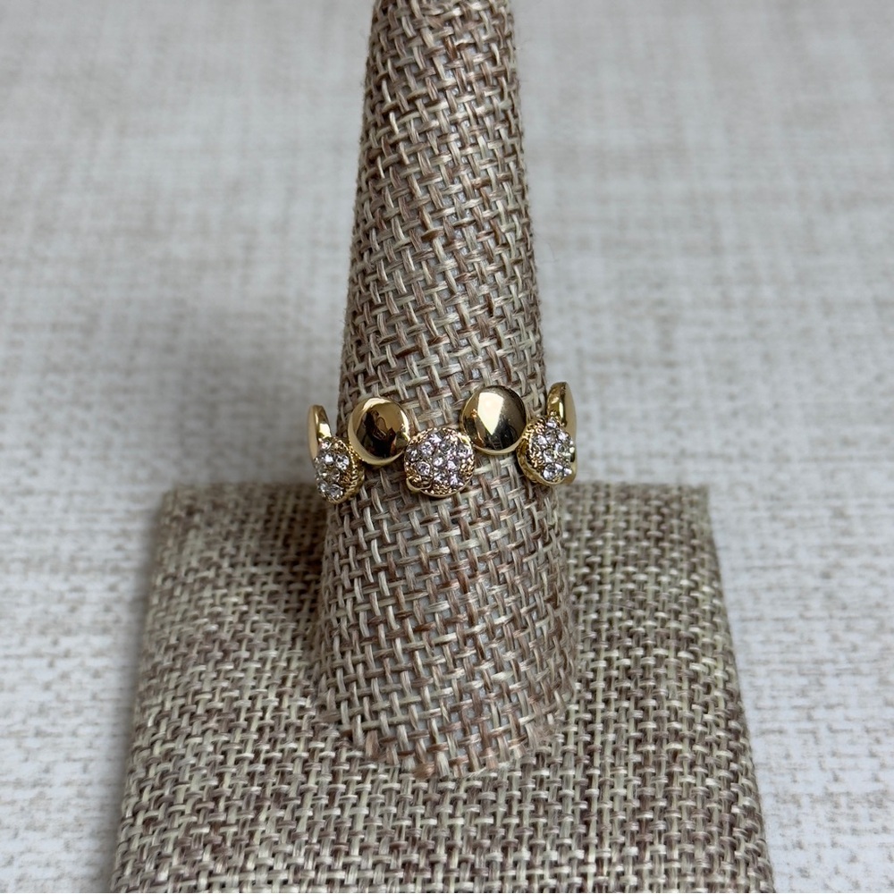 Marlyn Schiff Gold Tone Disc Pave Adjustable Ring - Picture 5 of 8